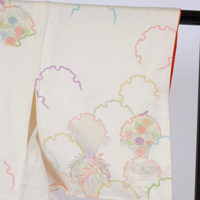 Used kimono (Houmongi) M-size 100% silk /1147