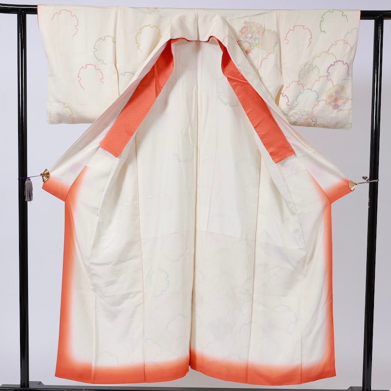 Used kimono (Houmongi) M-size 100% silk /1147