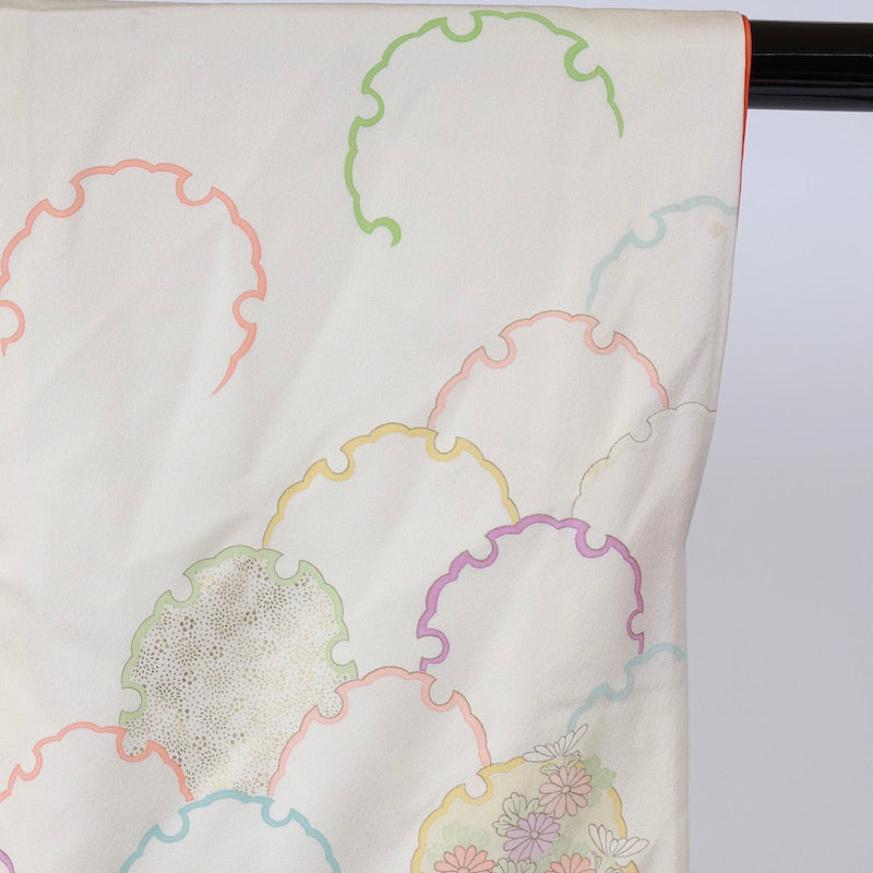 Used kimono (Houmongi) M-size 100% silk /1147