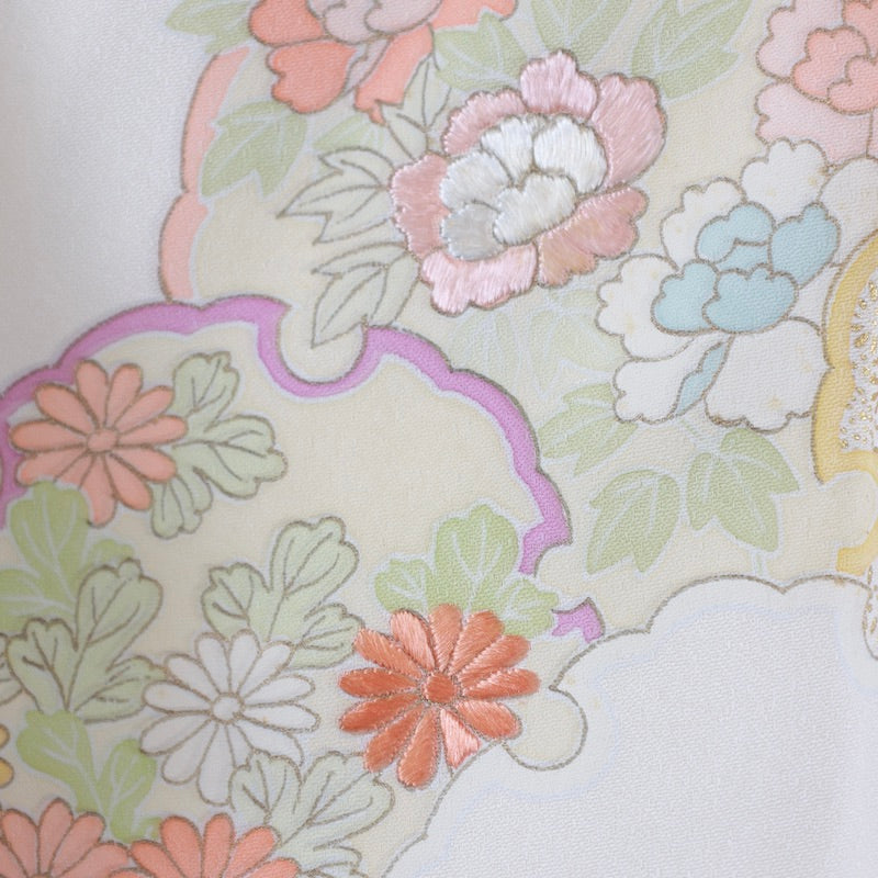 Used kimono (Houmongi) M-size 100% silk /1147