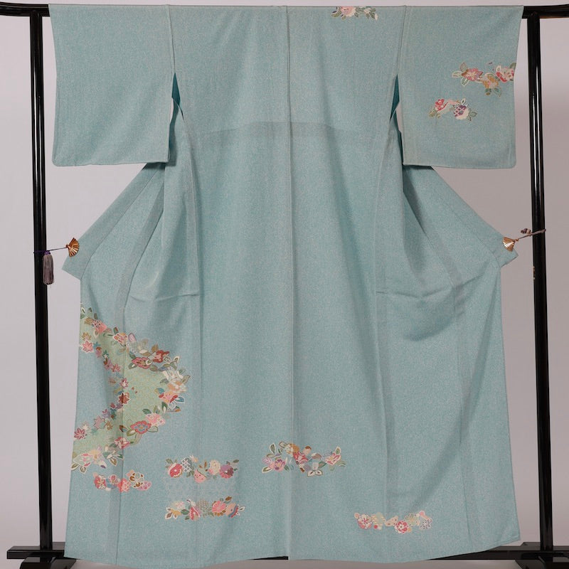 Used kimono (Houmongi) M-size 100% silk /1149