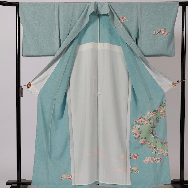 Used kimono (Houmongi) M-size 100% silk /1149