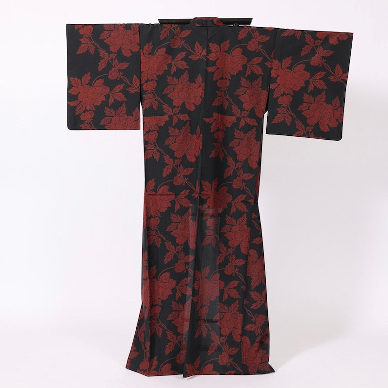 Used summer kimono (Tsumugi) S-size washable polyester / 1224