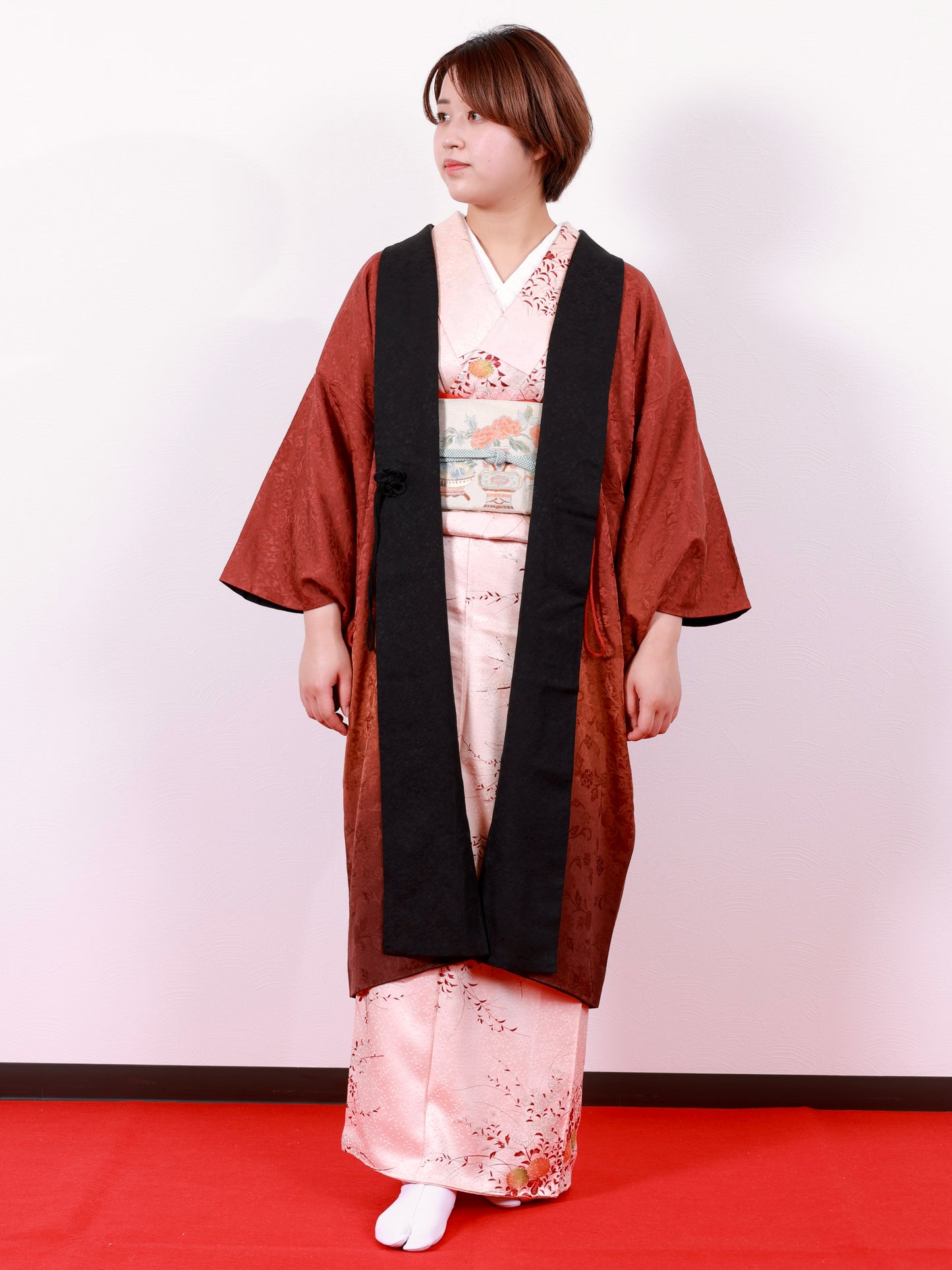 Japanese kimono Jacket (Dotyugi) reversible M-size 100% silk / 290