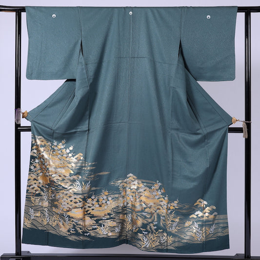 Japanese kimono (Irotomesode) M-size 100% silk / 909