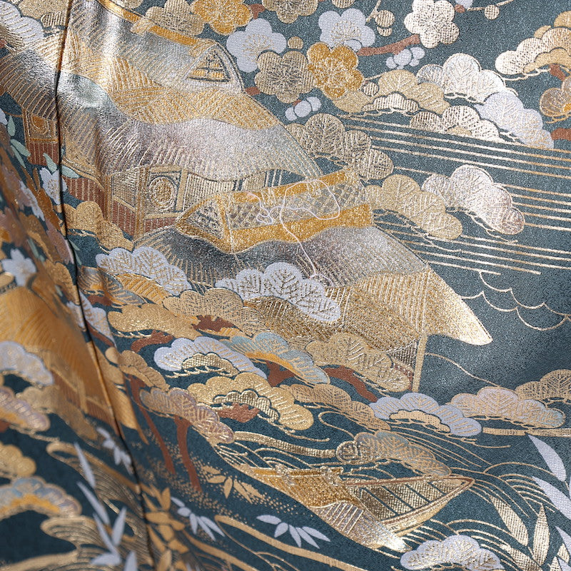 Japanese kimono (Irotomesode) M-size 100% silk / 909