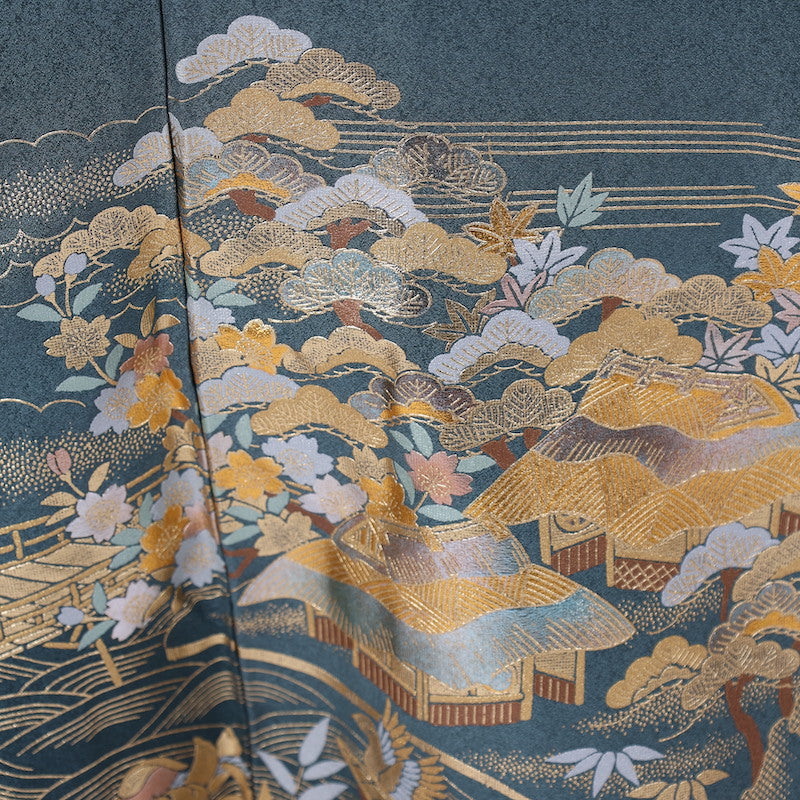 Japanese kimono (Irotomesode) M-size 100% silk / 909