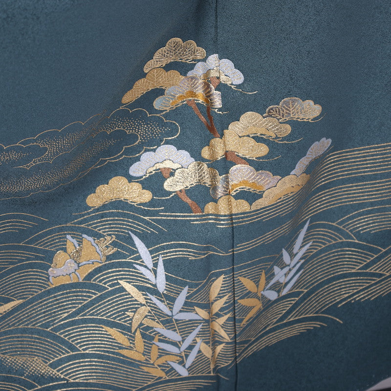 Japanese kimono (Irotomesode) M-size 100% silk / 909