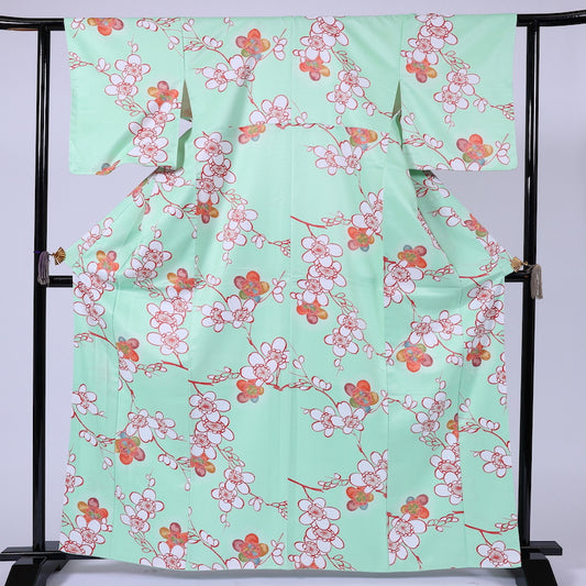 Japanese kimono (Komon) L-size washable polyester / 914