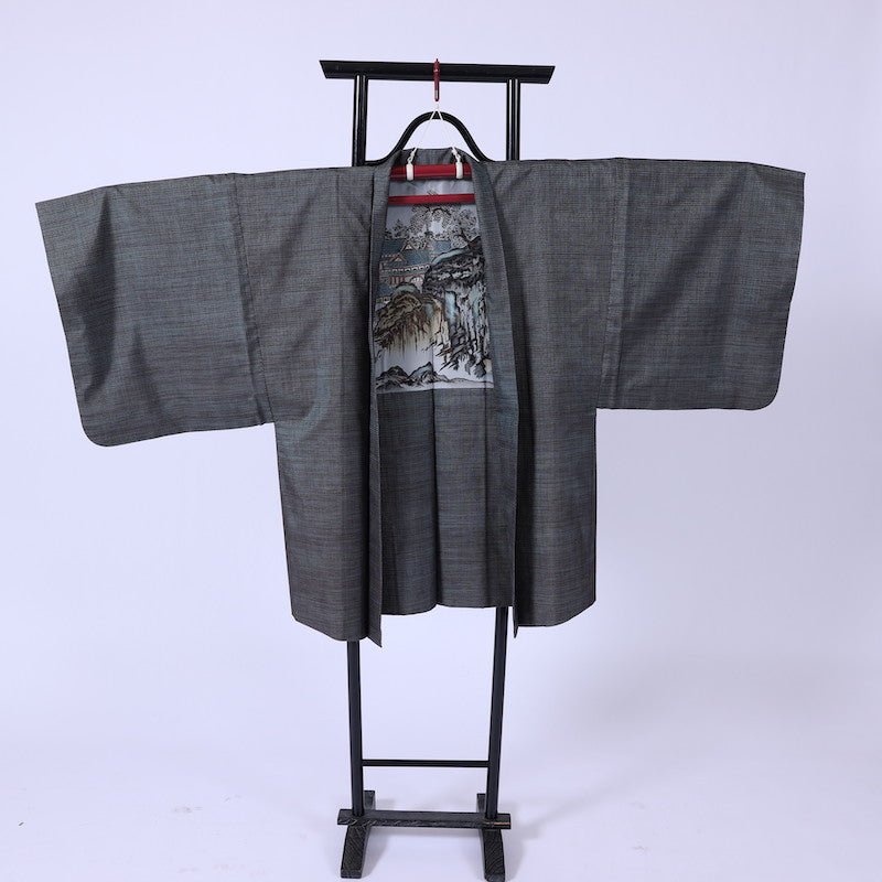 Japanese men’s kimono ,haori(jacket) 2piece set. silk /916