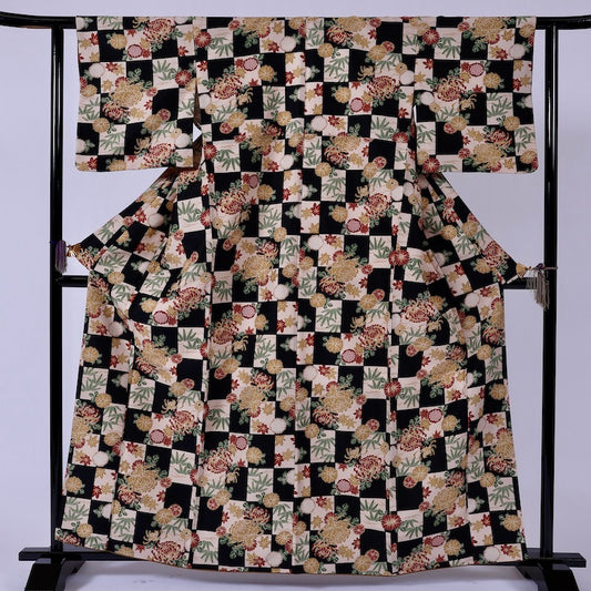 Japanese kimono (Komon) L-size washable polyester / 932