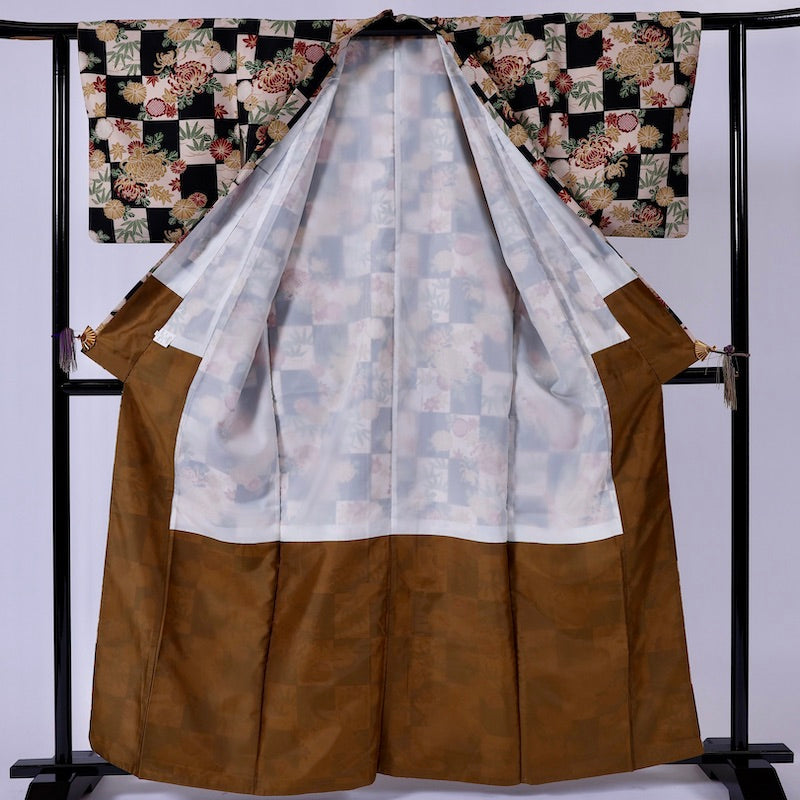 Japanese kimono (Komon) L-size washable polyester / 932