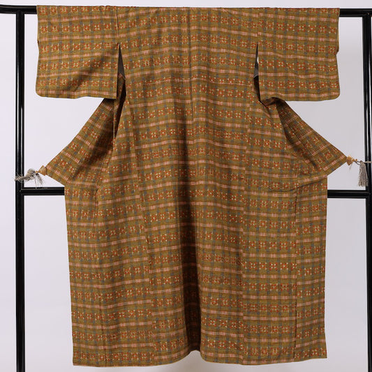 Japanese kimono (Tsumugi) S-size 100% silk / 392