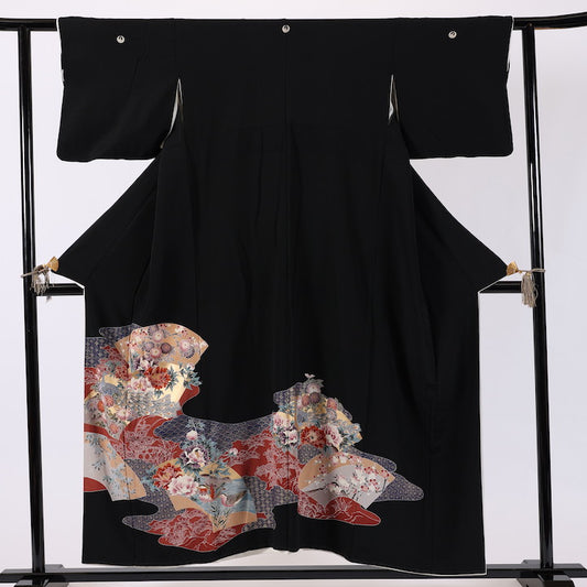 Japanese kimono (Kurotomesode) M-size 100% silk / 396