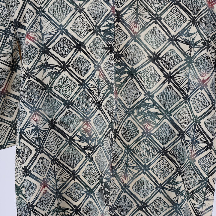 Vintage Japanese kimono Jacket (Haori) S-size 100% silk / 462