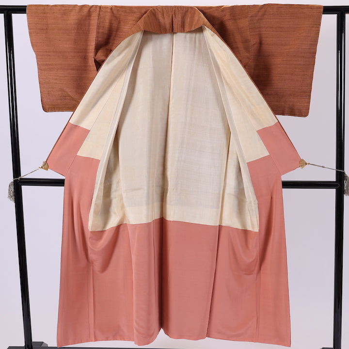 Vintage Japanese kimono (Tsumugi) M-size 100% silk / 484