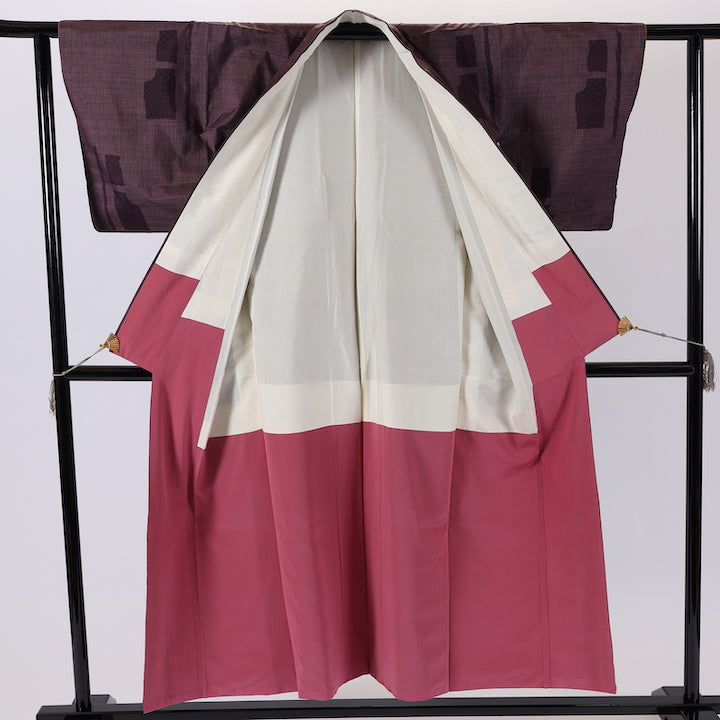 Japanese kimono (Tsumugi) M-size 100% silk / 476