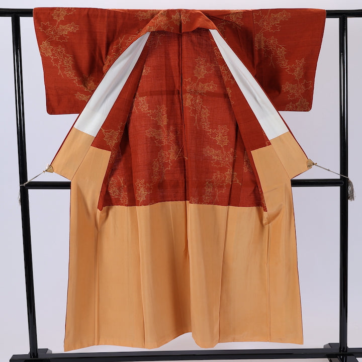 Vintage Japanese kimono (Tsumugi) M-size 100% silk / 486