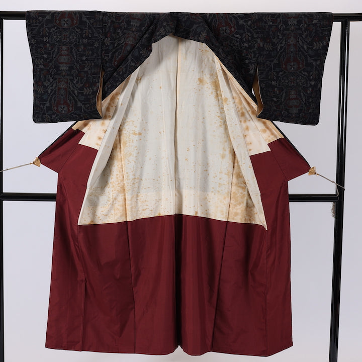 Vintage Japanese kimono (Tsumugi) S-size 100% silk / 500