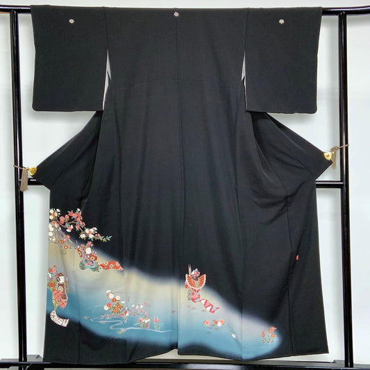 Japanese kimono (Kurotomesode) M-size 100% silk / 520