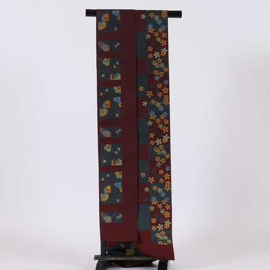 Japanese kimono sash belt (Hanhaba-obi) 100% silk / 286