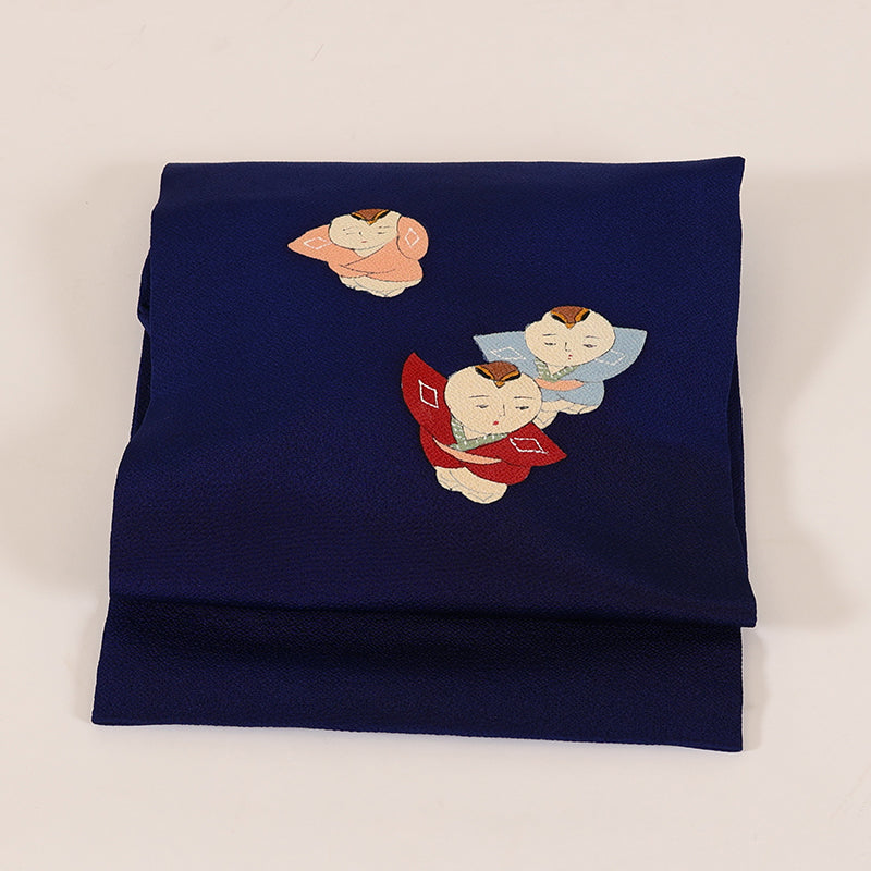 No.28 Nagoya obi blue doll chirimen
