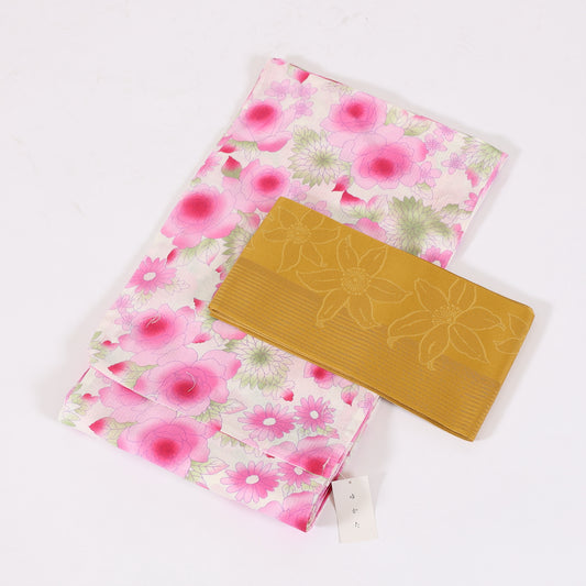 yukata,obi,footwear 3-piece set New/ 001