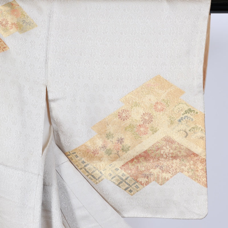 Japanese kimono used <houmongi> M-size  silk 100% /B776