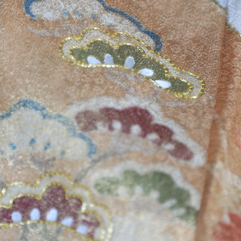 Japanese kimono used <houmongi> M-size  silk 100% /B776