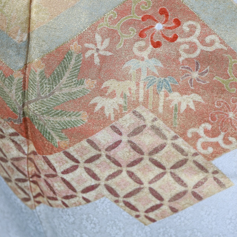 Japanese kimono used <houmongi> M-size  silk 100% /B776
