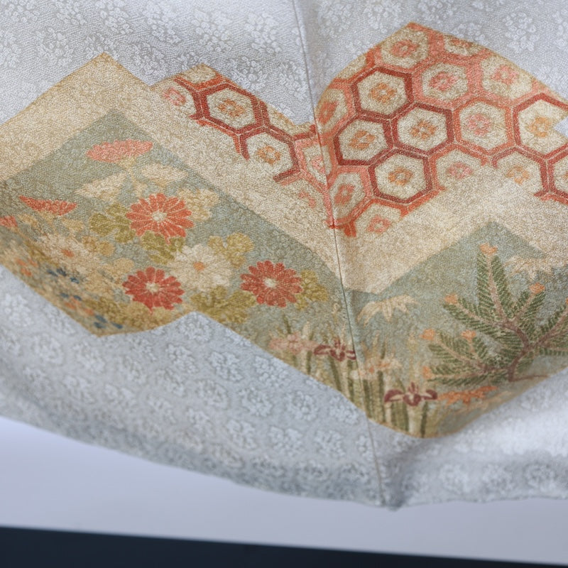 Japanese kimono used <houmongi> M-size  silk 100% /B776
