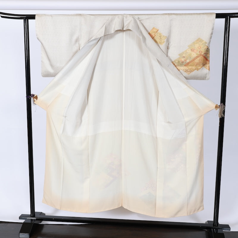 Japanese kimono used <houmongi> M-size  silk 100% /B776