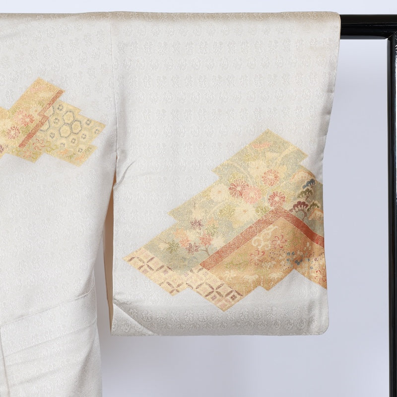 Japanese kimono used <houmongi> M-size  silk 100% /B776