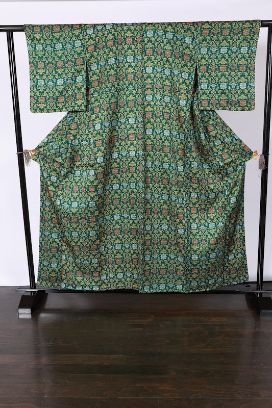 Japan kimono used(komon)size M silk100%/K48