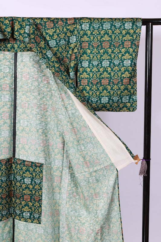 Japan kimono used(komon)size M silk100%/K48