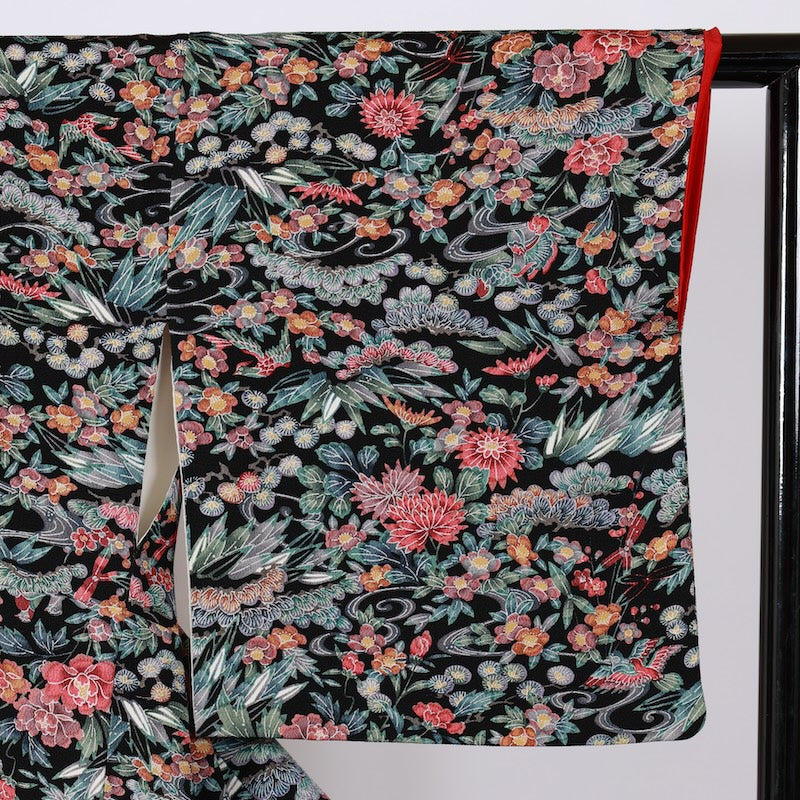 Japanese kimono used <komon> L-size  silk 100% /B783