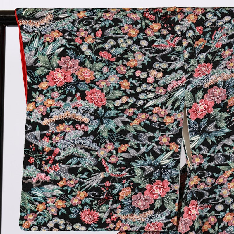 Japanese kimono used <komon> L-size  silk 100% /B783