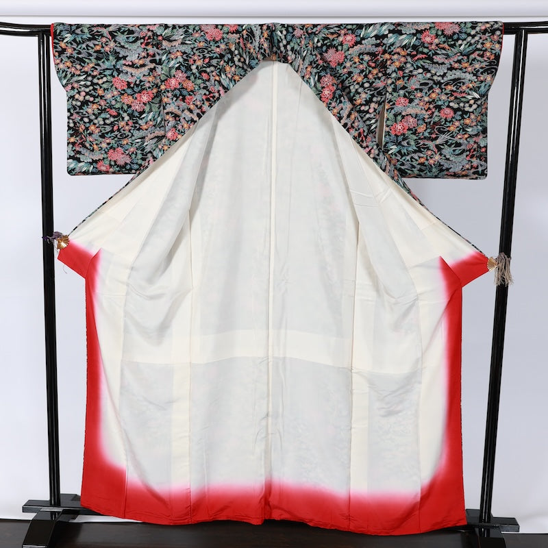 Japanese kimono used <komon> L-size  silk 100% /B783