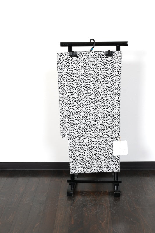 Men's Yukata 3-Piece Set, Brand New, White & Black, Bat Pattern, b2