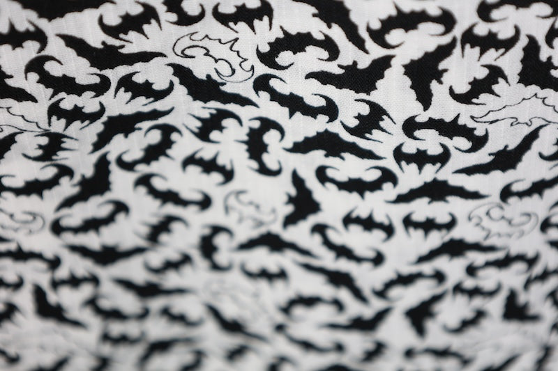 Men's Yukata 3-Piece Set, Brand New, White & Black, Bat Pattern, b2