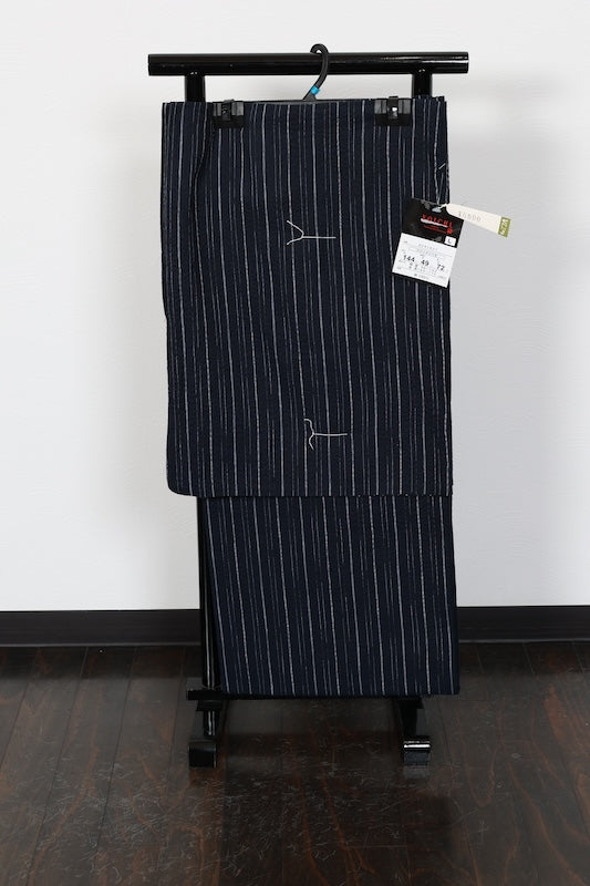 Men's Yukata 3-Piece Set, Brand New, Indigo, Gray, Stripe, b4