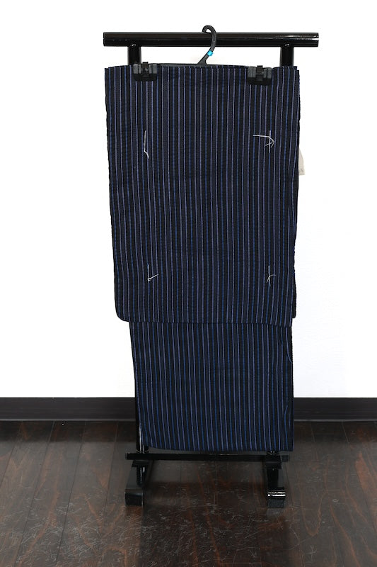 Men's Yukata 3-Piece Set, Brand New, Dark and Light Indigo Stripe Pattern, b5