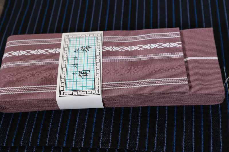 Men's Yukata 3-Piece Set, Brand New, Dark and Light Indigo Stripe Pattern, b5