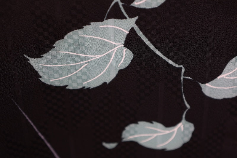 New Yukata (Japanese summer kimono) - Black, Green, Yellow, White, Hydrangea pattern - b24