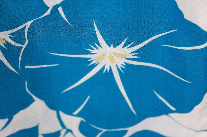 New Yukata (Japanese summer kimono), Off-white and Blue, Morning Glory pattern, b23