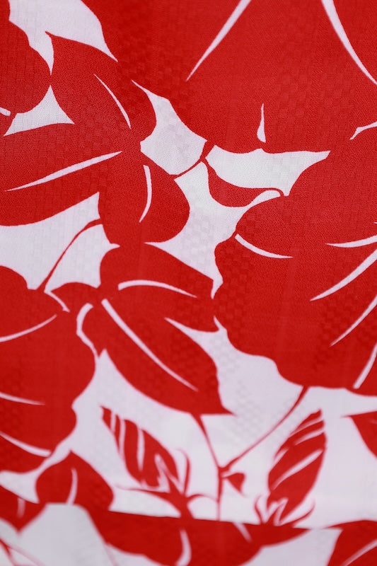 New yukata (summer kimono) - white and red with morning glory pattern - b22