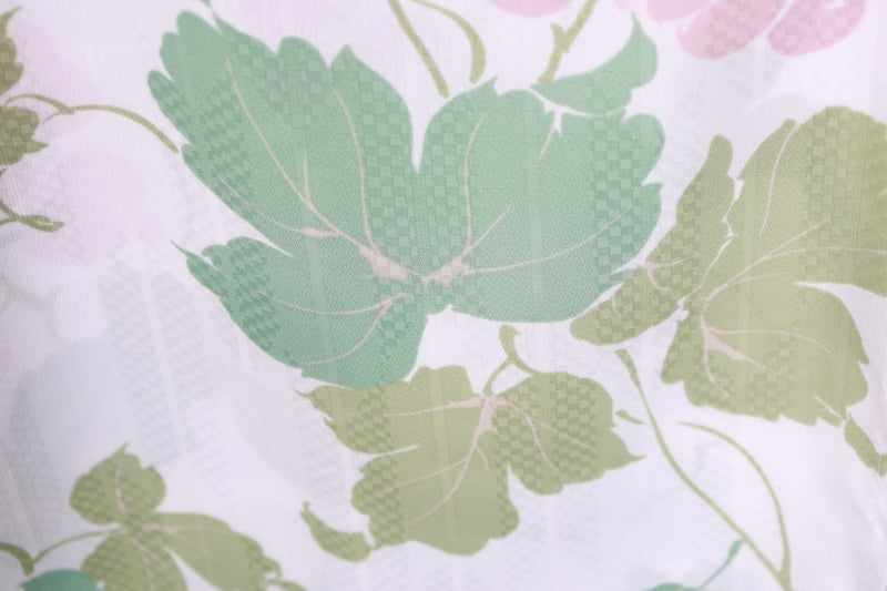 New yukata (summer kimono) - white, light green, pale pink, grape pattern - b21