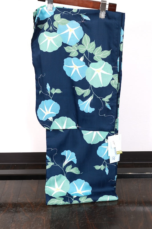 Yukata shinpin ai burū gurīn asagao b 15 23 New Yukata (Japanese summer kimono) - Indigo, Blue, Green, Morning Glory Pattern - b15