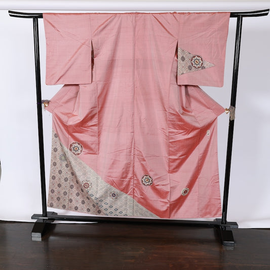 Japanese kimono used <houmongi> M-size  silk 100% /B758