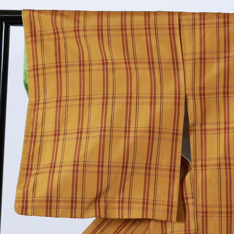 Japanese kimono used <Tsumugi> L-size  silk 100% /B725